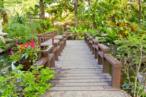 stock image Wood bridge in the garden