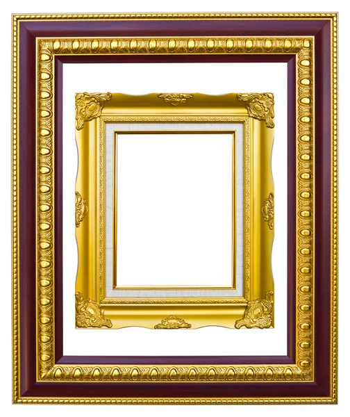 Cornice immagine legno dorato isolato — Foto Stock