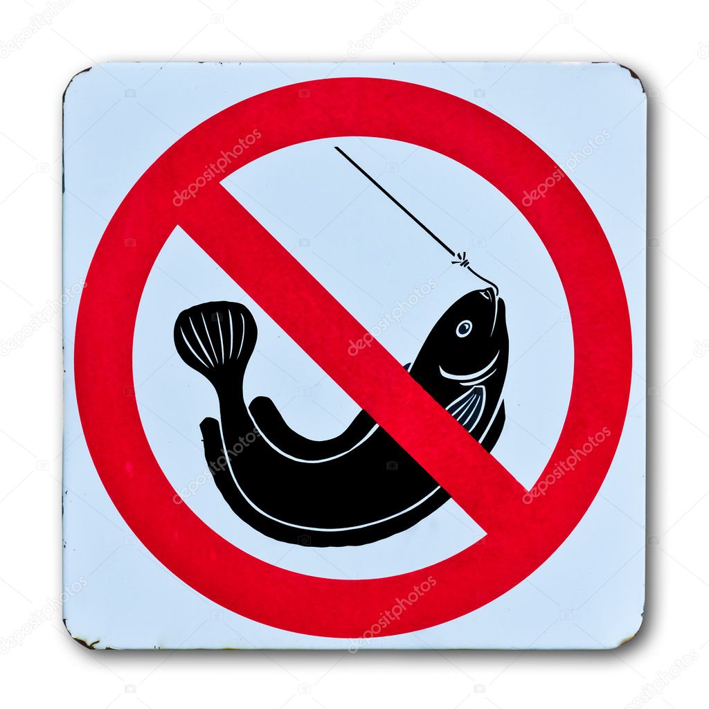 No fishing warning sigh isolated
