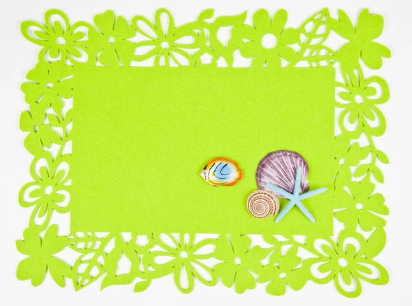 ? Boş yeşil fotoğraf fram deniz kabuğu ile — Stok fotoğraf