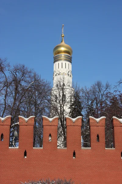 Ρωσία Μόσχα Τοίχος Του Κρεμλίνου Και Κωδωνοστάσιο Ivan Velikiy — Φωτογραφία Αρχείου