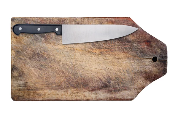 Кухонный нож на деревянном столе, изолированный . — стоковое фото