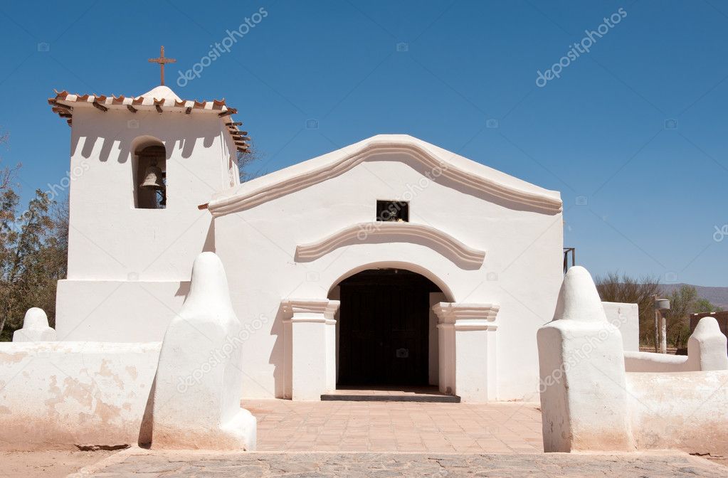 Old adobe church in the countryside of Argentina.