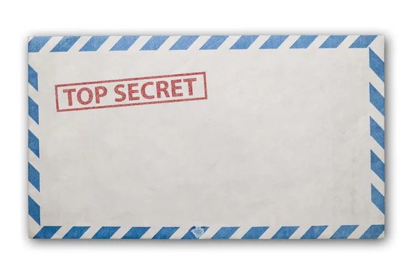 Oude boven geheime envelop geïsoleerd. — Stockfoto