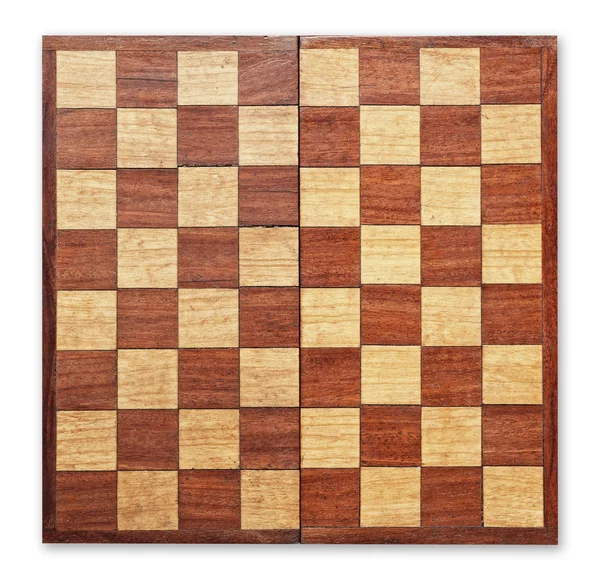 Eski ahşap satranç tahtası izole edilmiş, kırpma yolu.