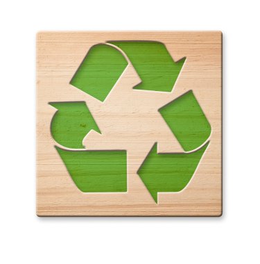 Recycle icon made out of wood, isolated, clipping path. clipart