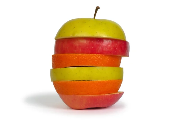 Stock image Slices of apples and orange as one fruit.