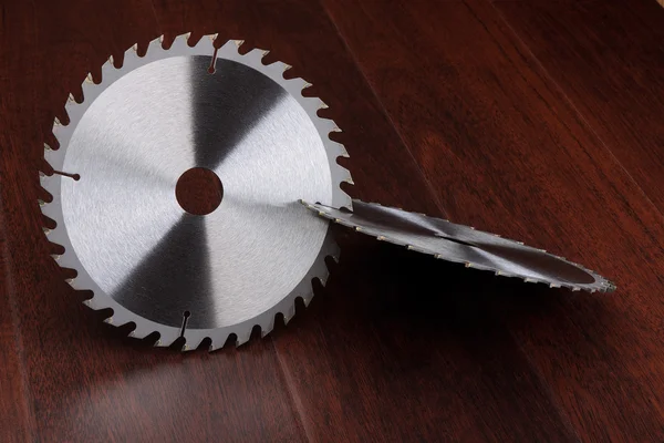 stock image Circ saw blades on dark background