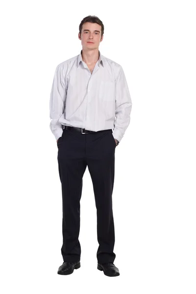 Άτομο που στέκεται στο πουκάμισο και παντελόνι, απομονωμένη Φωτογραφία Αρχείου