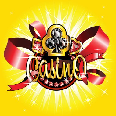 Golden casino badge on shiny background clipart