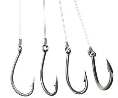 Fishing hooks in different angels clipart