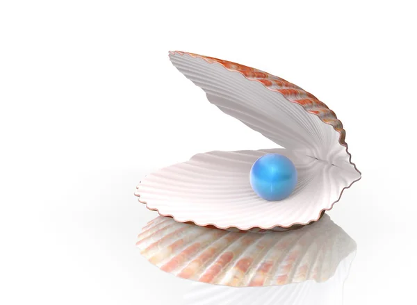 Blauwe parel in een shell — Stockfoto
