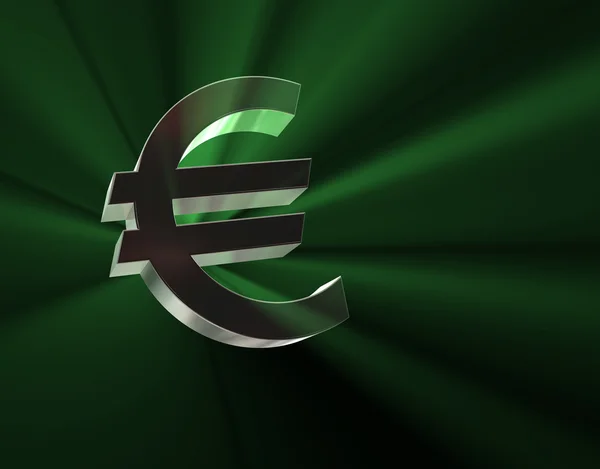 Símbolo do euro em luzes verdes — Fotografia de Stock