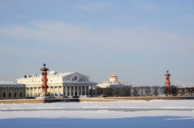 eski saint petersburg Borsası ve rostral sütunlar