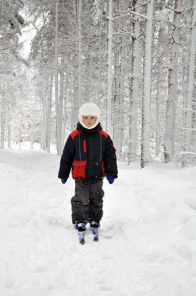 冬はスキー公園に小さな男の子 — ストック写真