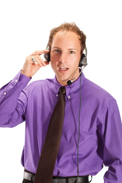 Retrato de un hombre de negocios que trabaja en un call center — Foto de Stock