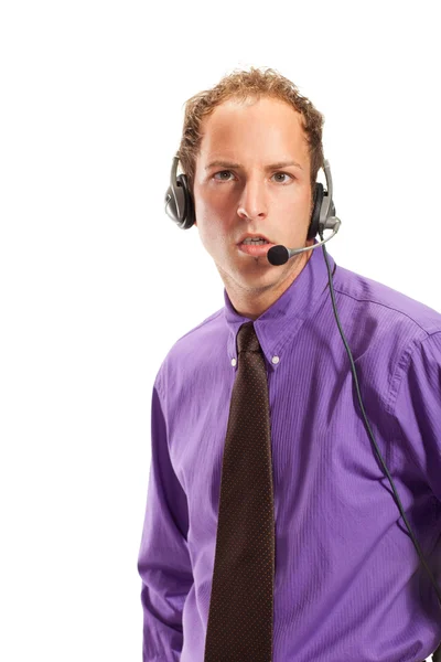 Retrato de um homem de negócios trabalhando em um call center — Fotografia de Stock