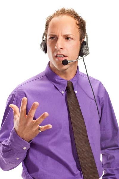 Retrato de um homem de negócios trabalhando em um call center — Fotografia de Stock