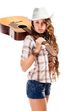 kovboy şapkalı akustik gitar sesy cowgirl