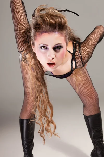 Seksi rockçı kız harika makyaj — Stok fotoğraf