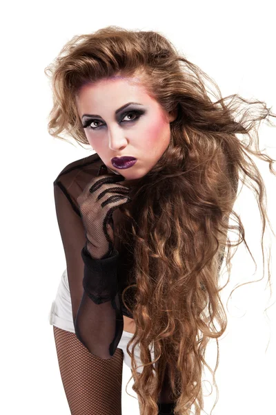 Sexy chica rockera wiht maquillaje fresco —  Fotos de Stock