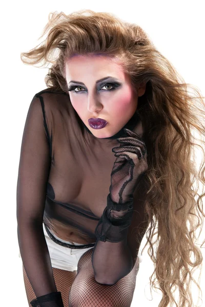 Sexy rocker girl wiht cool makeup — Stock Photo, Image