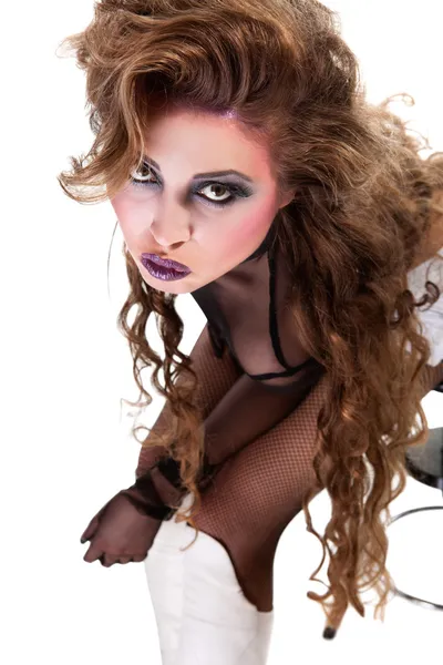 Sexy chica rockera wiht maquillaje fresco — Foto de Stock