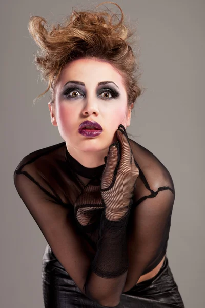 Sexy rocker dívka s cool make-up — Stock fotografie