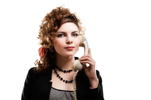 Obchodnice s telefonní hovor v úřadu — Stock fotografie