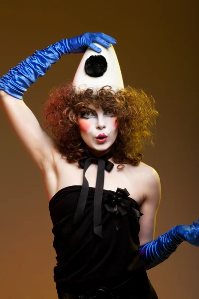Tiyatro makyajlı kadın pandomimcisi — Stok fotoğraf