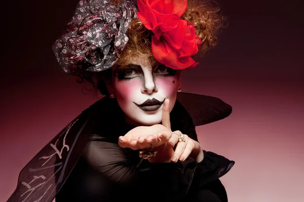 Woman mime with theatrical makeup — Stock Photo, Image