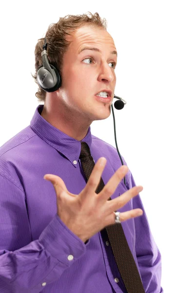 Businessman working in a call center — Stock Photo, Image