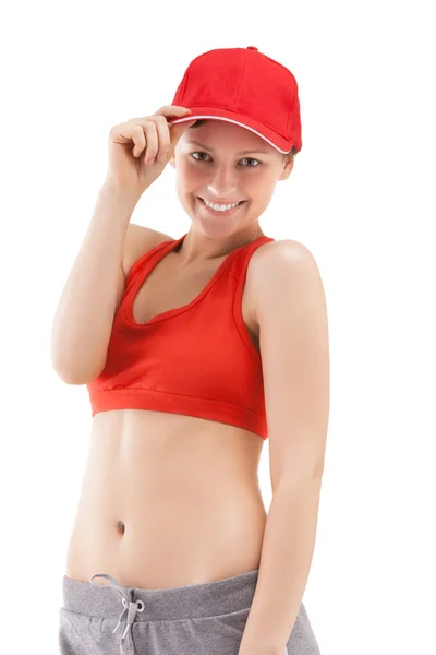 Beautiful girl in baseball cap — Stock Photo, Image