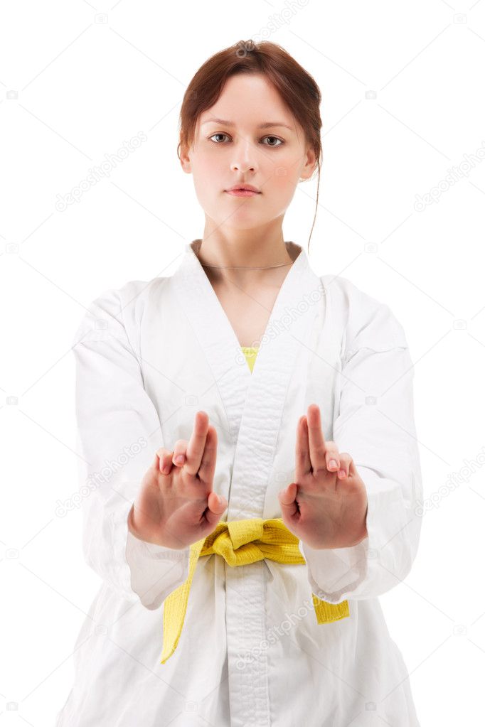 Attractive Young Women in a Karate Pose Stock Image - Image of defense,  action: 60409893