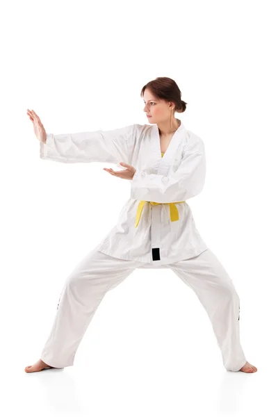 Jóvenes mujeres sexy en una pose de karate — Stockfoto