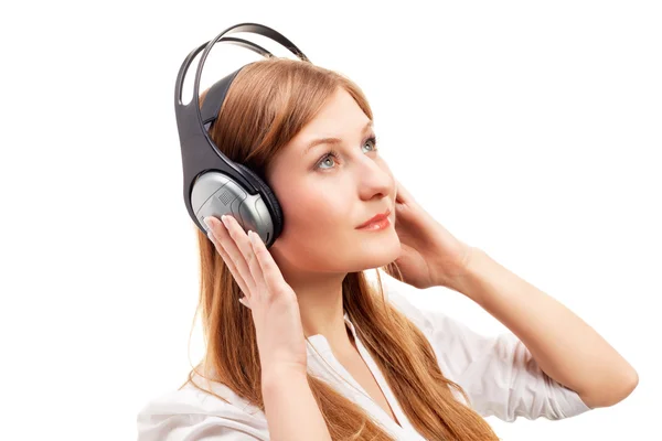 Gyönyörű nők zenét hallgatnak.. — Stock Fotó