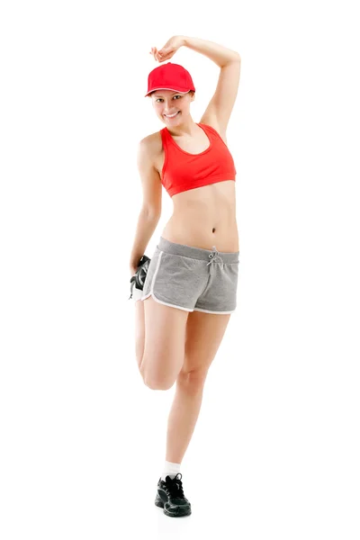 Giovane donna che fa ginnastica — Foto Stock