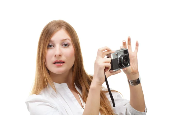 Beautiful Girl with the camera — Stock Photo, Image