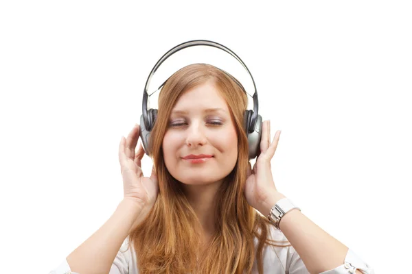 Schöne Frauen hören Musik. — Stockfoto