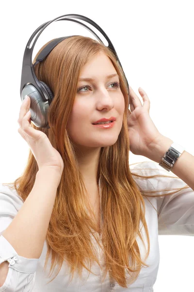 Beautiful women listening music. — Stock Photo, Image