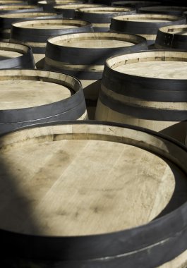 Rows of barrels to stock wine clipart