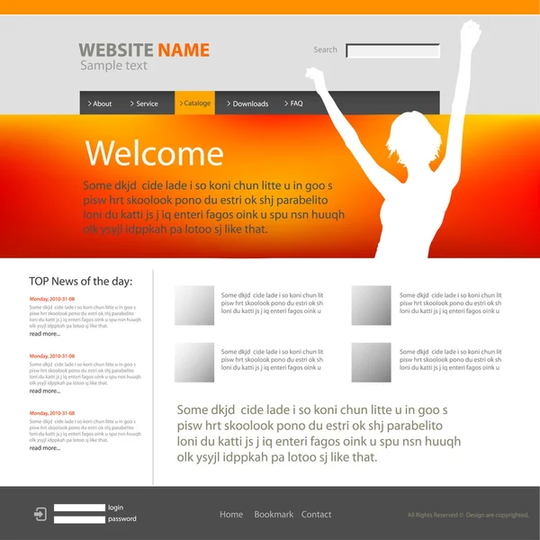 Web sitesi tasarım şablonu — Stok Vektör