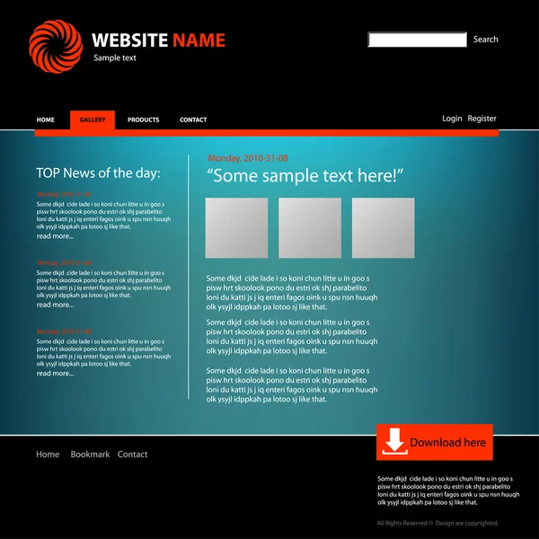 Modello di design del sito Web — Vettoriale Stock