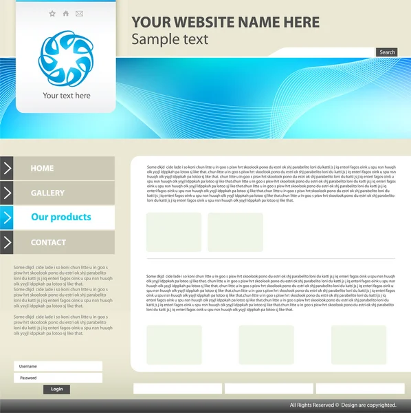 Ontwerpsjabloon web site — Stockvector