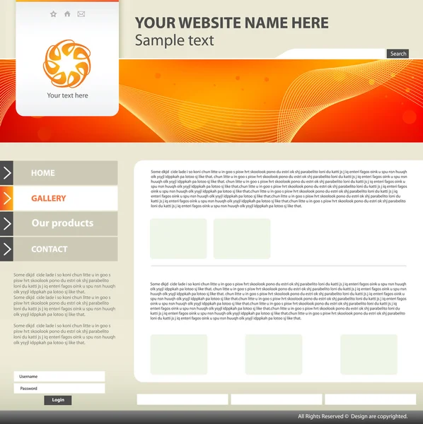 Modello di design del sito Web — Vettoriale Stock