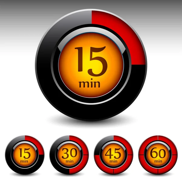 Glossy timer buttons. — Stock Vector
