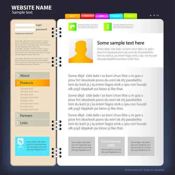웹 사이트 디자인 서식 파일 스톡 일러스트레이션