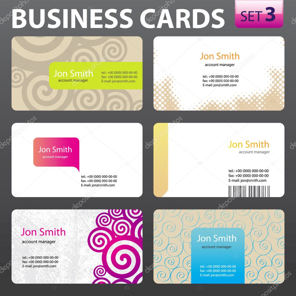 Business card set.
