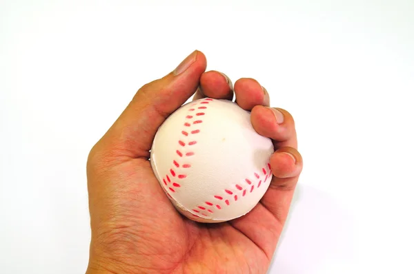 Geïsoleerde afbeelding van een hand met bal — Stockfoto
