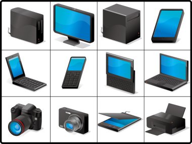 Computer and devices for structure icons clipart